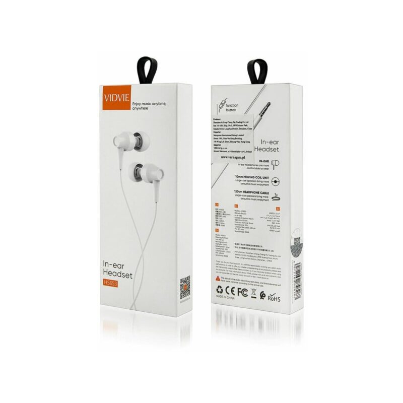 Słuchawki z kablem VIDVIE HS653 biały