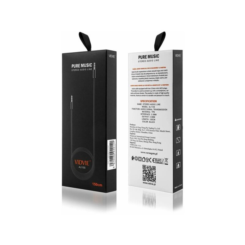 Kabel VIDVIE AL1105 AUX 1.5m czarny