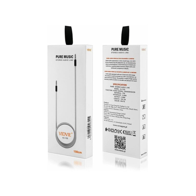 Kabel VIDVIE AL1105 AUX 1.5m biały
