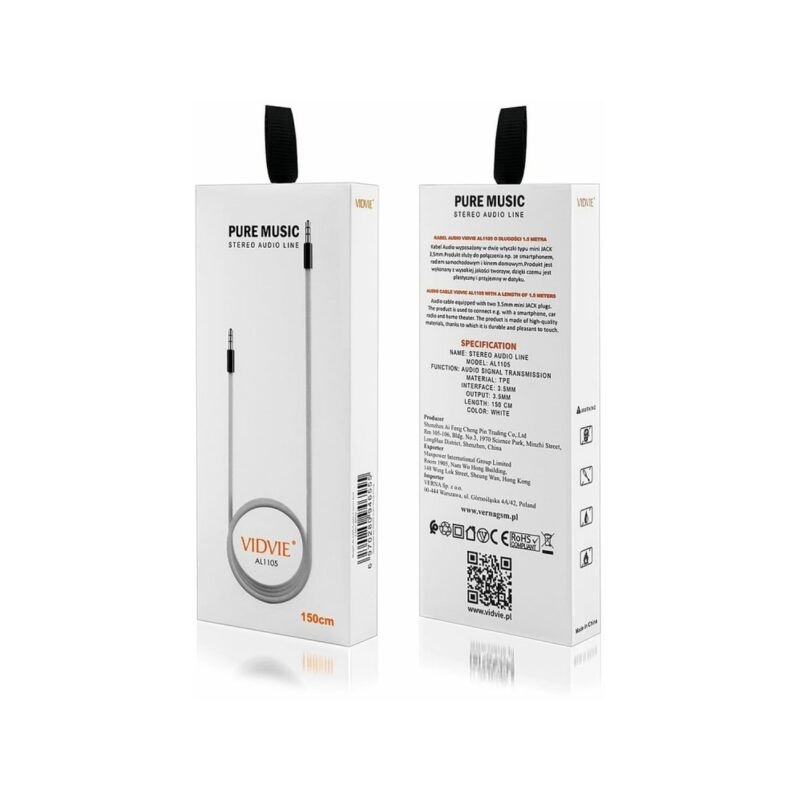 Kabel VIDVIE AL1105 AUX 1.5m biały