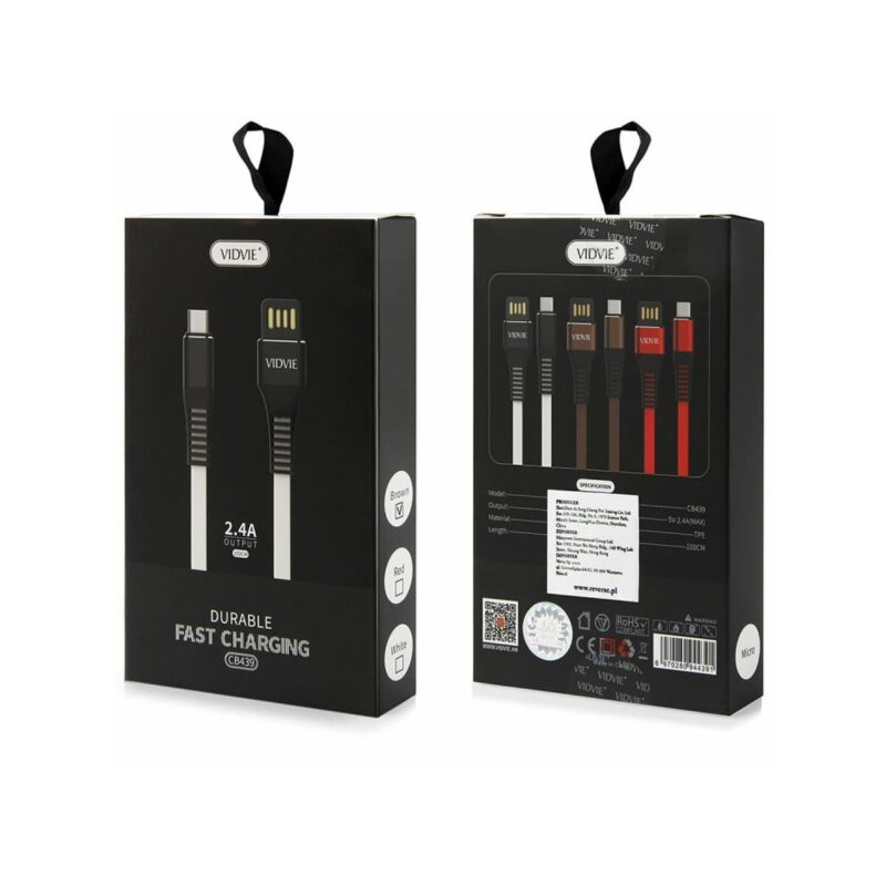 Kabel VIDVIE CB439 USB/Micro 2.4A, 1m brąz