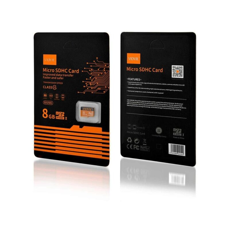 Karta pamięci VIDVIE MICRO SDHC 8GB czarny