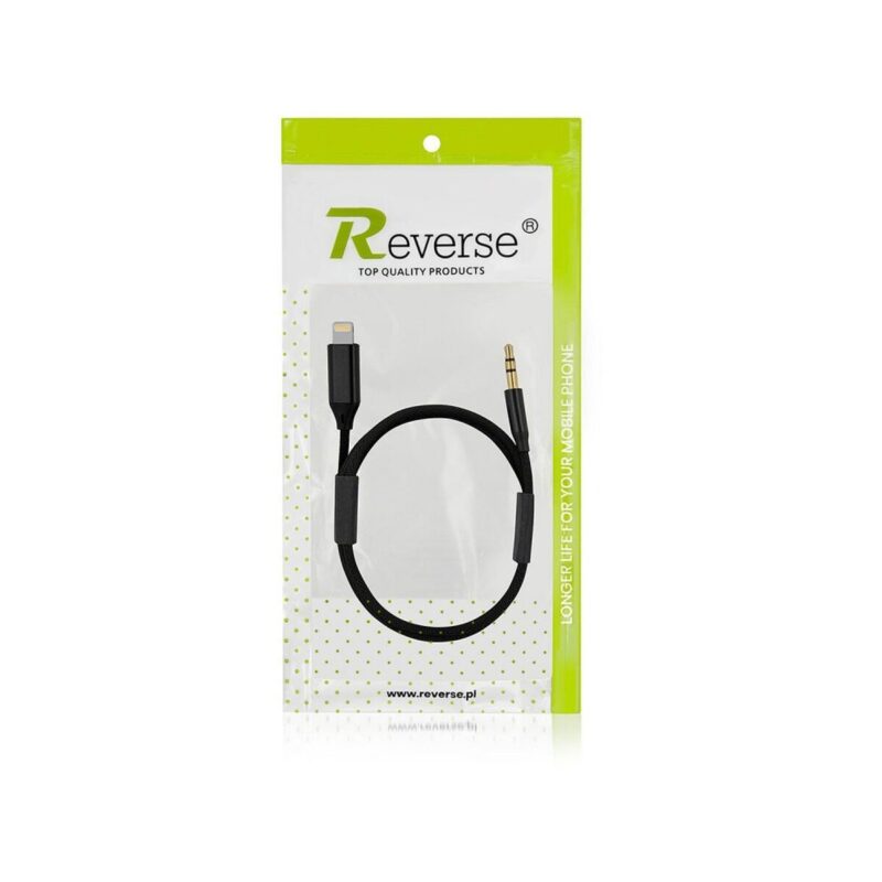 Kabel REVERSE Iphone/Jack 3.5mm 1m czarny BAG