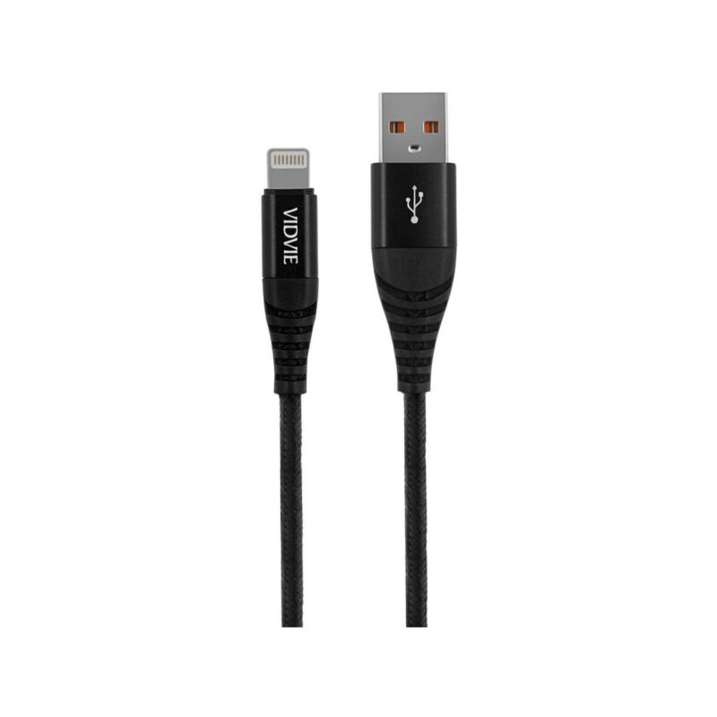 Kabel VIDVIE CB491 NYLON USB/iPhone 2.4A, 1.2m czarny