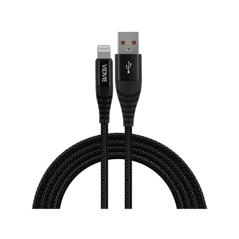 Kabel VIDVIE CB491 NYLON USB/iPhone 2.4A, 1.2m czarny