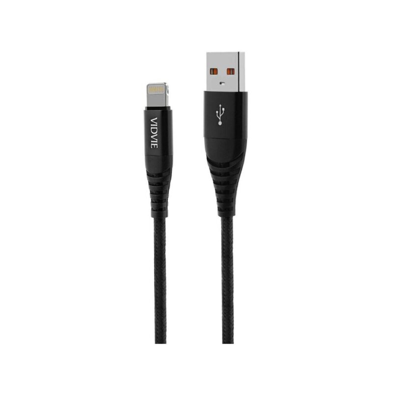Kabel VIDVIE CB491 NYLON USB/iPhone 2.4A, 1.2m czarny