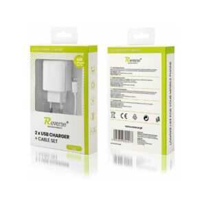 Ładowarka sieciowa REVERSE U21 2xUSB + kabel Iphone 2.1A biały