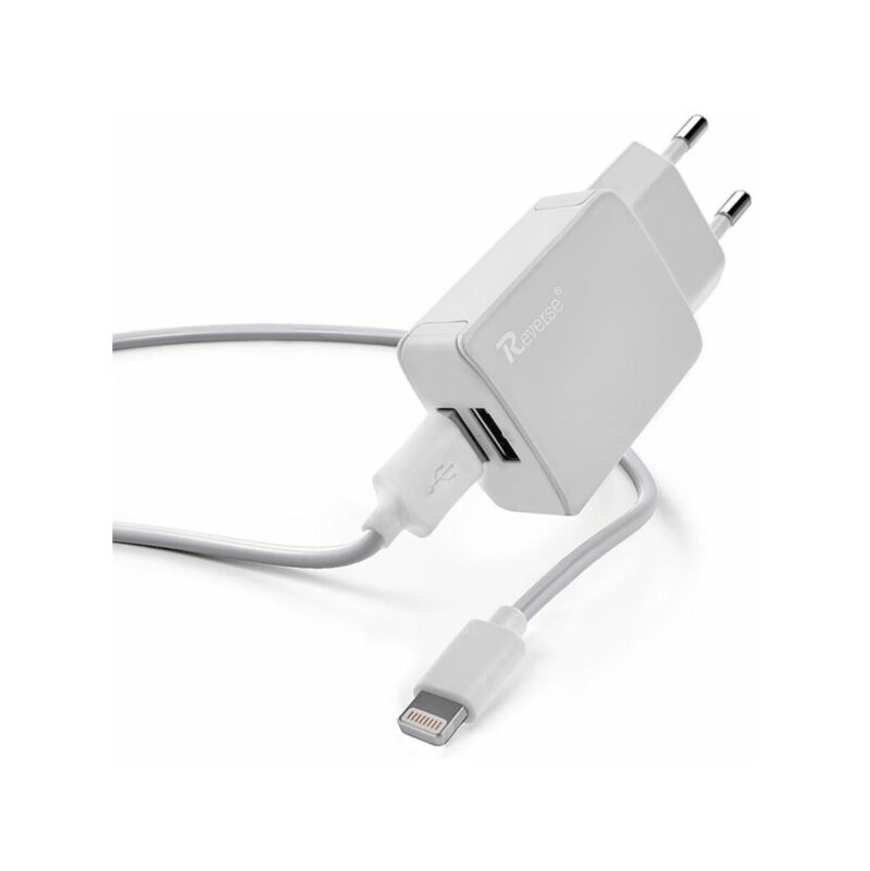 Ładowarka sieciowa REVERSE U21 2xUSB + kabel Iphone 2.1A biały