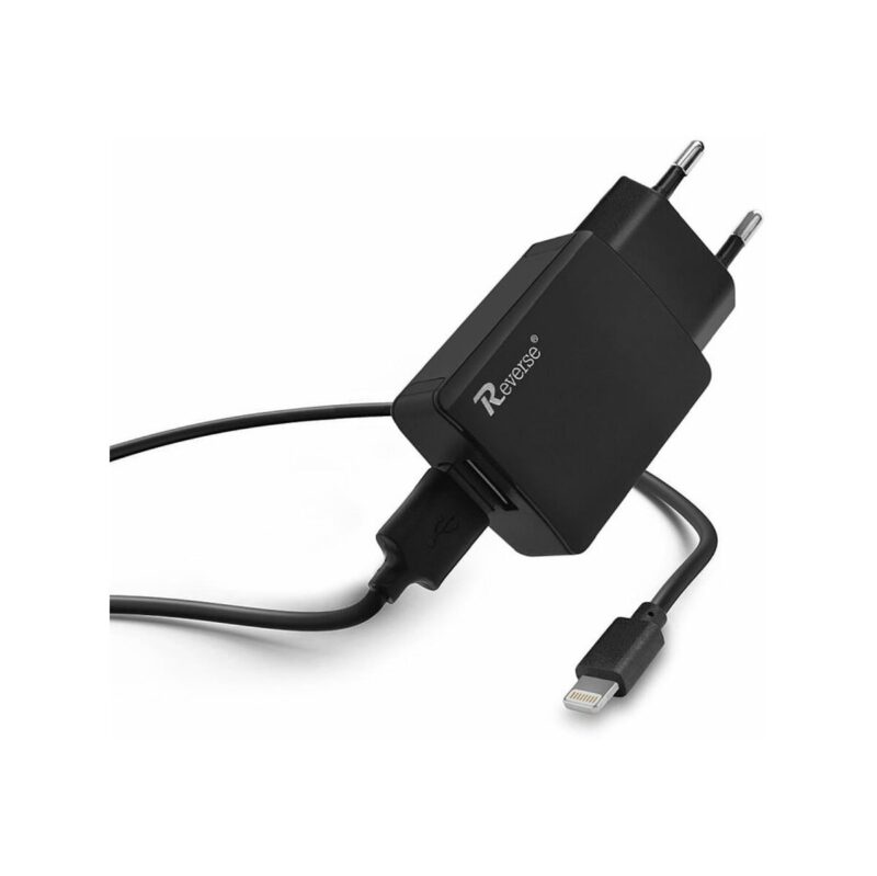 Ładowarka sieciowa REVERSE U21 2xUSB + kabel Iphone 2.1A czarny