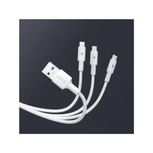 Kabel VIDVIE CB4003 USB/Micro + Type C + iPhone 2.4A, 1.2m biały