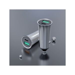 Ładowarka samochodowa VIDVIE CC517C 1xUSB + 1xType C 3A, PD20W+QC18W srebrny