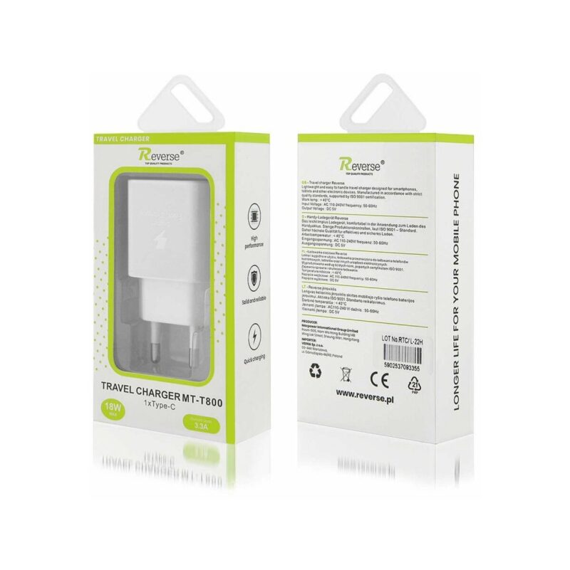 Ładowarka sieciowa REVERSE MT-T800 1xType C 3.3A 18W biały