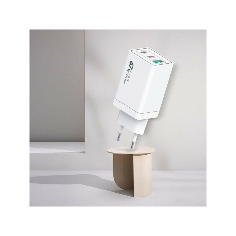 Ładowarka sieciowa VIDVIE PLE242 1xUSB + 2xType C 3A 67W biały