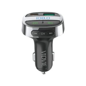 Ładowarka samochodowa FM transmiter VIDVIE FM02 1xUSB + 1xType C USB 18 W + Type-C 30W czarny