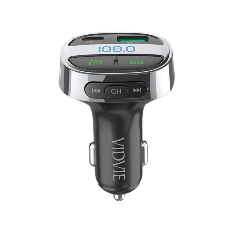 Ładowarka samochodowa FM transmiter VIDVIE FM02 1xUSB + 1xType C USB 18 W + Type-C 30W czarny