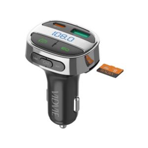 Ładowarka samochodowa FM transmiter VIDVIE FM02 1xUSB + 1xType C USB 18 W + Type-C 30W czarny