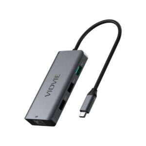 Adapter HUB VIDVIE HUB01 1xUSB 3.0+2xUSB 2.0+1xHDMI+1xRJ45+1xPD+Type C szary