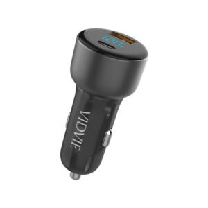 Ładowarka samochodowa VIDVIE CC521C 1xUSB + 1xType C USB 27W + Type-C 45 W szary