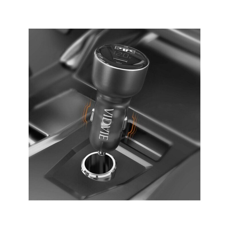 Ładowarka samochodowa VIDVIE CC521C 1xUSB + 1xType C USB 27W + Type-C 45 W szary