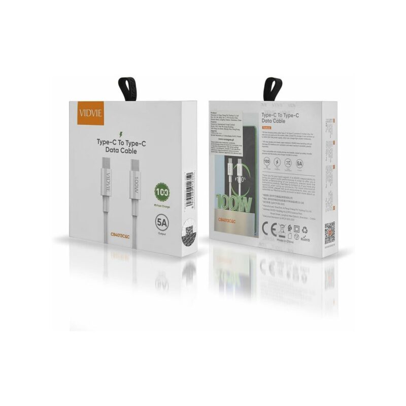 Kabel VIDVIE CB4013 Type C/Type C PD 100W 1m biały
