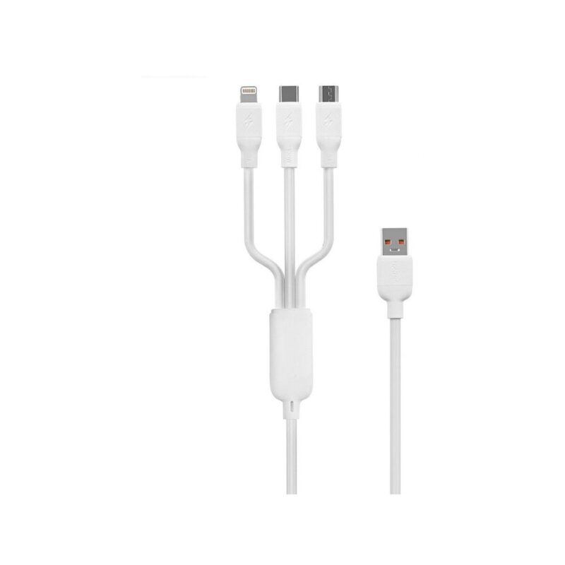 Kabel FONENG X80 USB/Micro + Type C + iPhone 100W, 1m biały