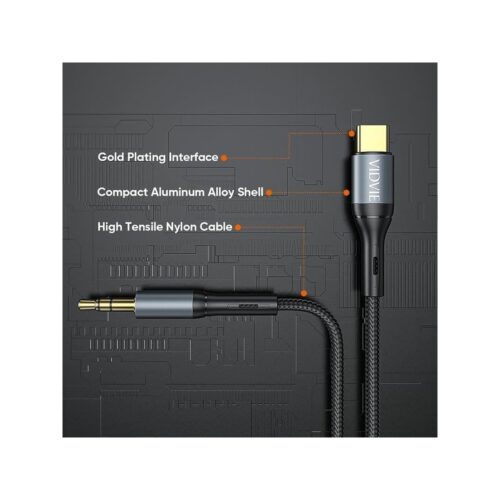Kabel VIDVIE AL1111 Jack 3.5mm/Type C 1.8m czarny