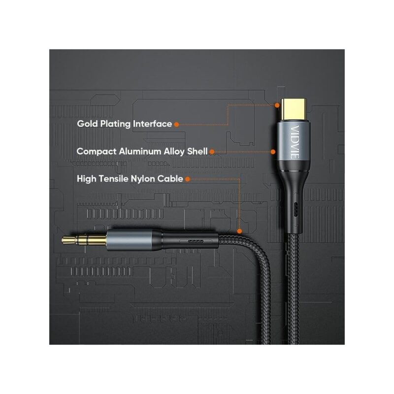 Kabel VIDVIE AL1111 Jack 3.5mm/Type C 1.8m czarny