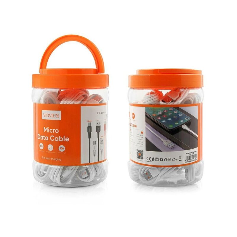 Kabel VIDVIE DC09 USB/Micro 2.1A, 1m biały 30 szt.