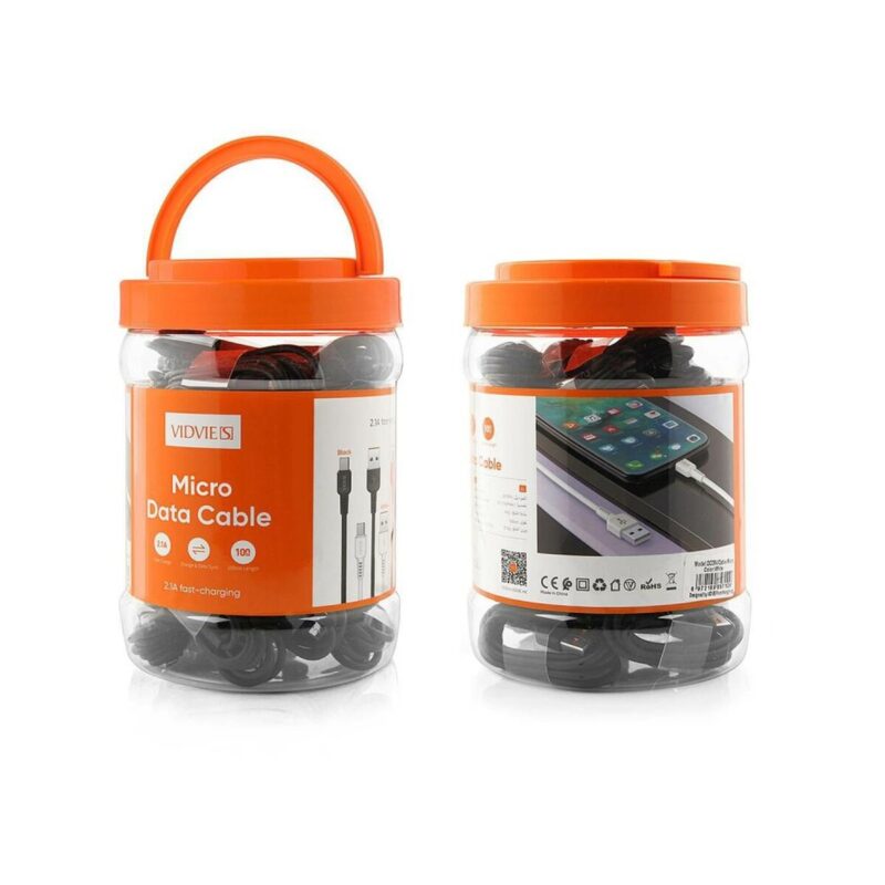 Kabel VIDVIE DC09 USB/Micro 2.1A, 1m czarny 30 szt.