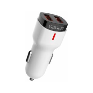 Ładowarka samochodowa VIDVIE S-CC06 2xUSB + kabel Iphone 2xUSB, 2.4A biały