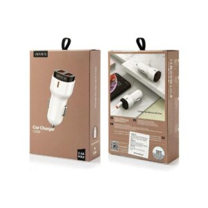 Ładowarka samochodowa VIDVIE S-CC06 2xUSB + kabel Iphone 2xUSB, 2.4A biały