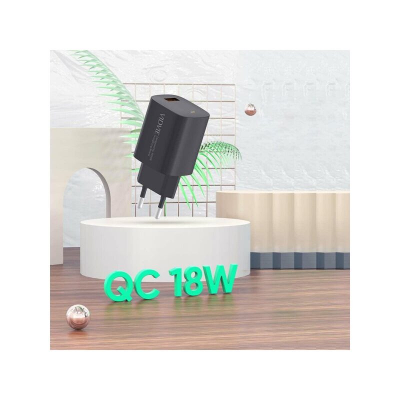 Ładowarka sieciowa VIDVIE PLE249 1xUSB + kabel Micro 3A 18W QC 3.0 czarny