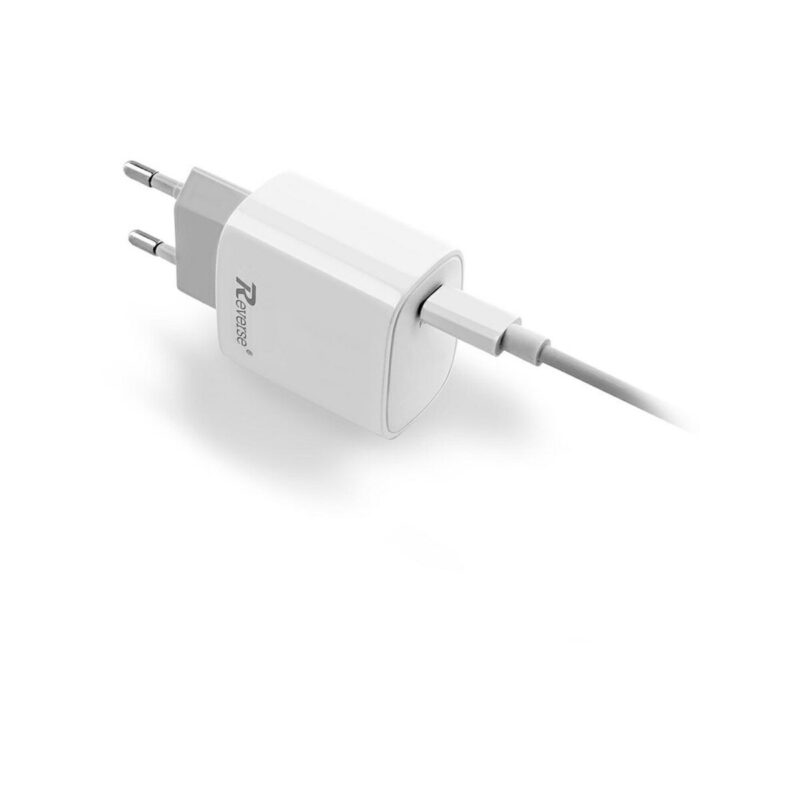 Ładowarka sieciowa REVERSE U58 1xType C + kabel Type C/iPhone 3A, 20W, Power Delivery biały
