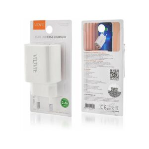 Ładowarka sieciowa VIDVIE PLE250 2xUSB 2.4A biały