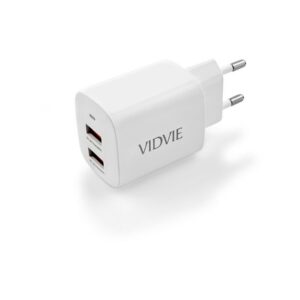 Ładowarka sieciowa VIDVIE PLE250C 2xUSB + kabel Type C 2.4A biały