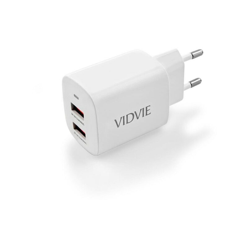 Ładowarka sieciowa VIDVIE PLE250C 2xUSB + kabel Type C 2.4A biały
