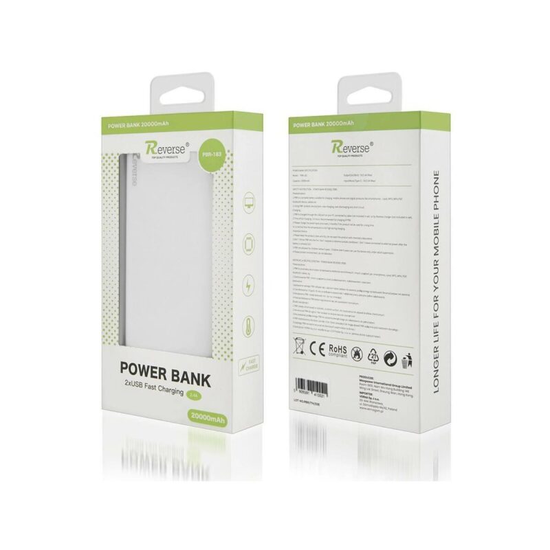 Powerbank REVERSE PBR-183 20 000 mAh biały