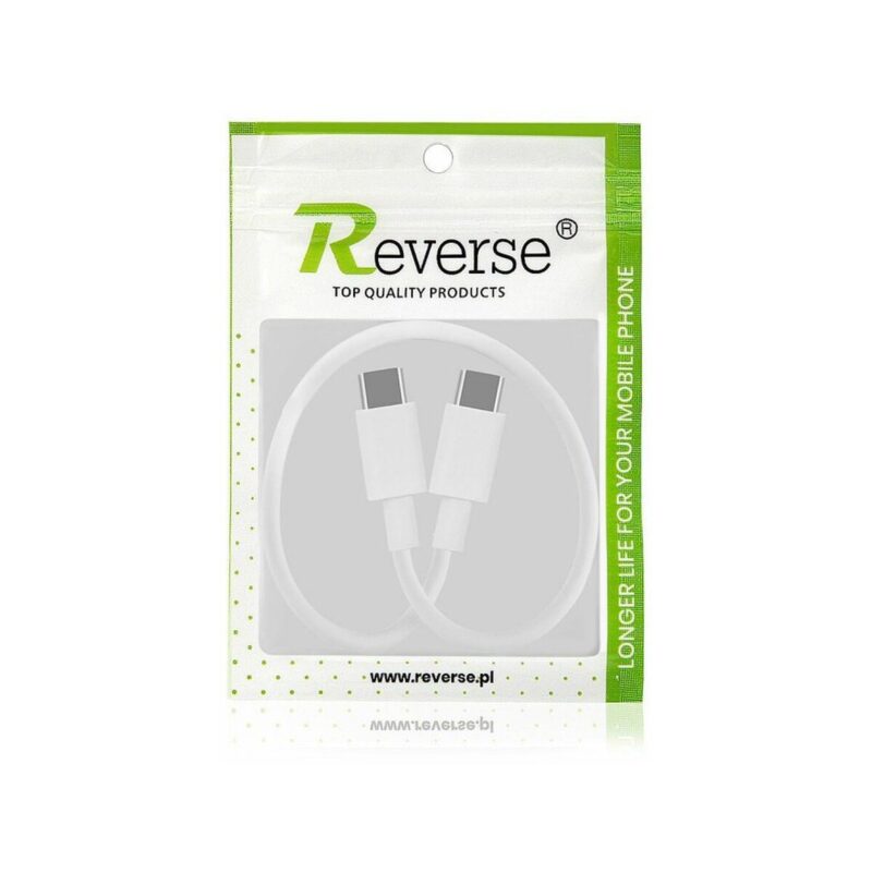 Kabel REVERSE Type C/Type C 30cm, 3A, 60W biały BAG