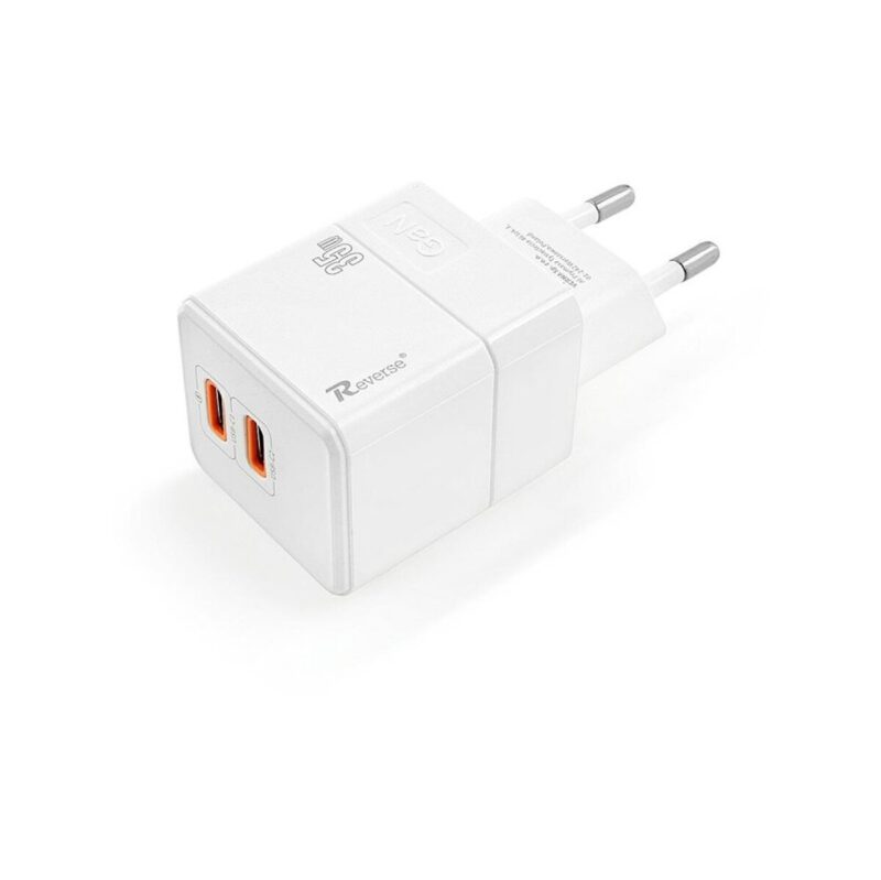 Ładowarka sieciowa REVERSE U63 2xType C 35W, GaN, Power Delivery biały