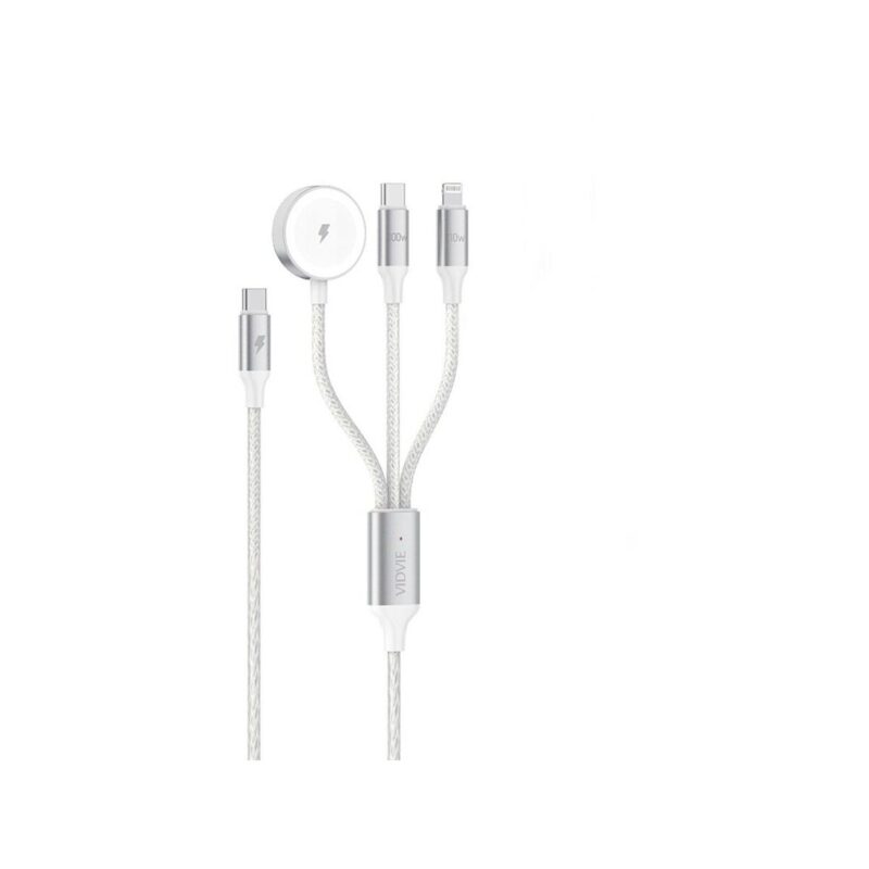 Kabel VIDVIE CB4026 Type-C/Type-C + iPhone + iWatch wireless charging 100W, 1.2m biały