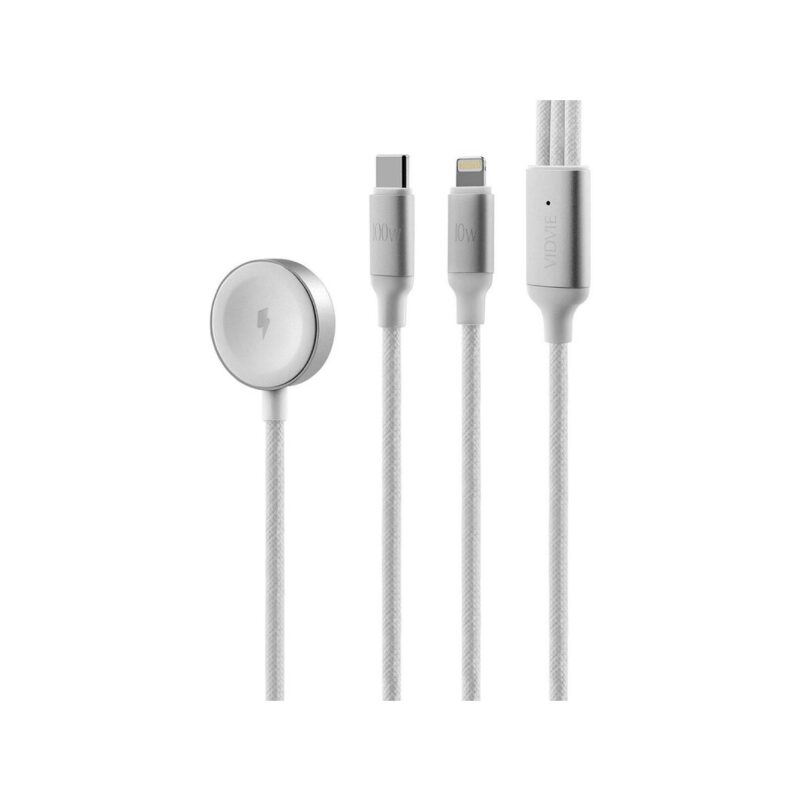 Kabel VIDVIE CB4026 Type-C/Type-C + iPhone + iWatch wireless charging 100W, 1.2m biały