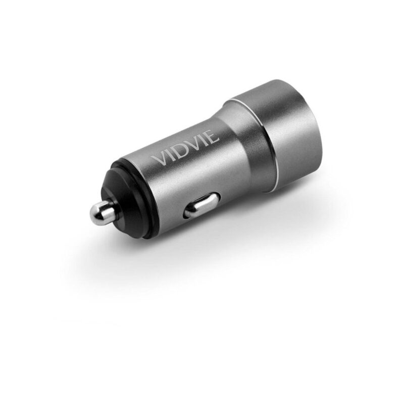 Ładowarka samochodowa VIDVIE CC526 2xUSB + kabel Type C 2.4A szary