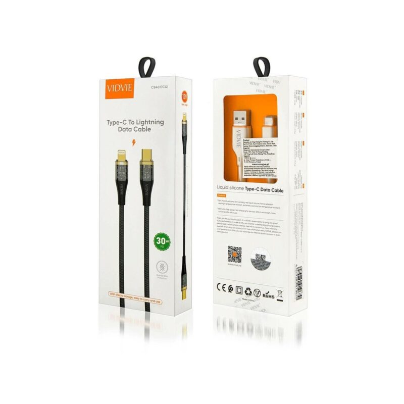Kabel VIDVIE CB4017 Type C/iPhone PD 30W, 1.2m czarny