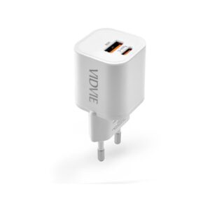 Ładowarka sieciowa VIDVIE PLE255 1xUSB + 1xType C 3A 35W GaN compatible PD20W biały