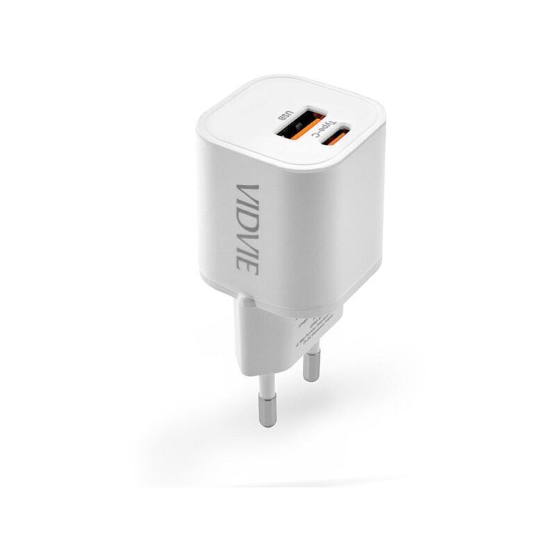 Ładowarka sieciowa VIDVIE PLE255 1xUSB + 1xType C 3A 35W GaN compatible PD20W biały