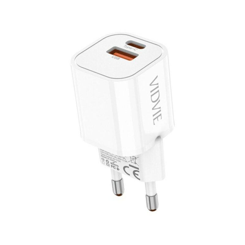 Ładowarka sieciowa VIDVIE PLE255 1xUSB + 1xType C 3A 35W GaN compatible PD20W biały
