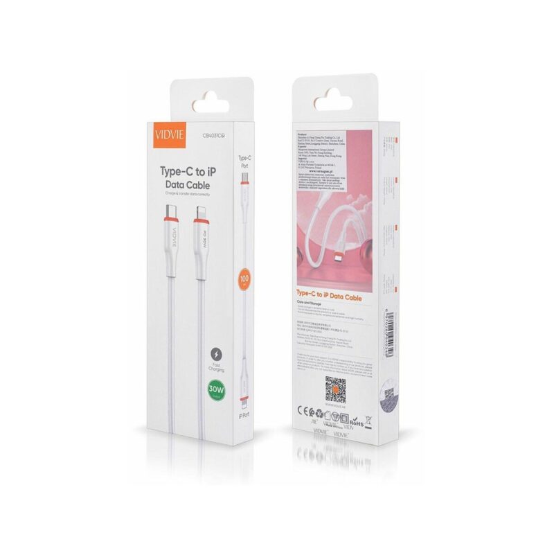 Kabel VIDVIE CB4031 Type C/iPhone 30W, 1m biały