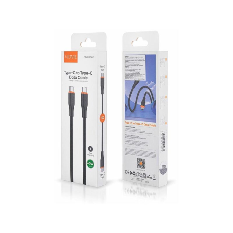 Kabel VIDVIE CB4031 Type C/Type C 60W, 1m czarny