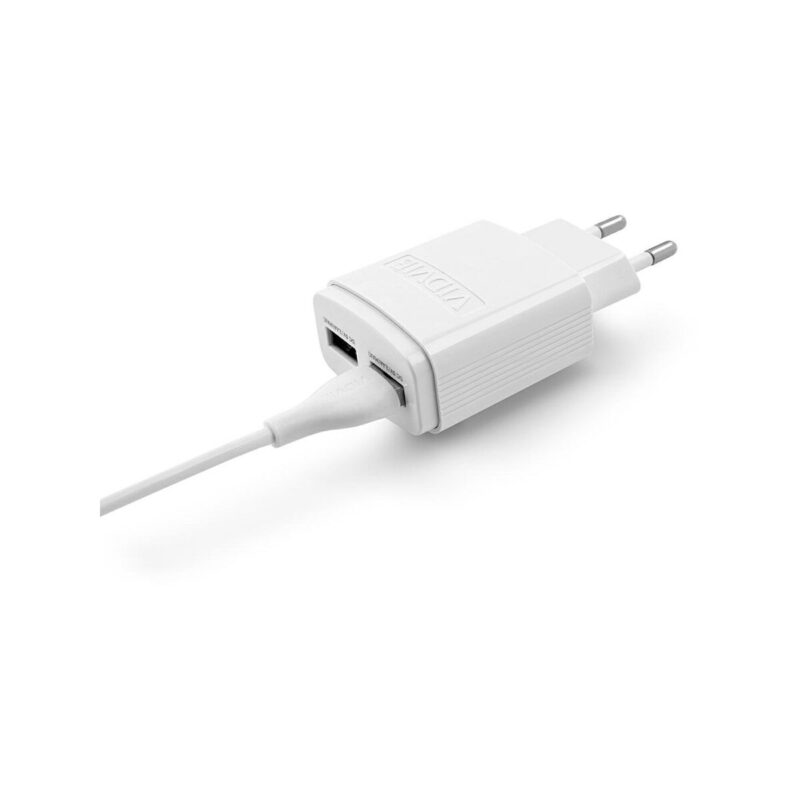 Ładowarka sieciowa VIDVIE PLE245 2xUSB + kabel Iphone 2.4A biały