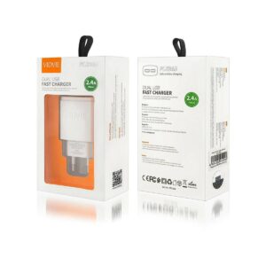 Ładowarka sieciowa VIDVIE PLE245 2xUSB + kabel Iphone 2.4A biały